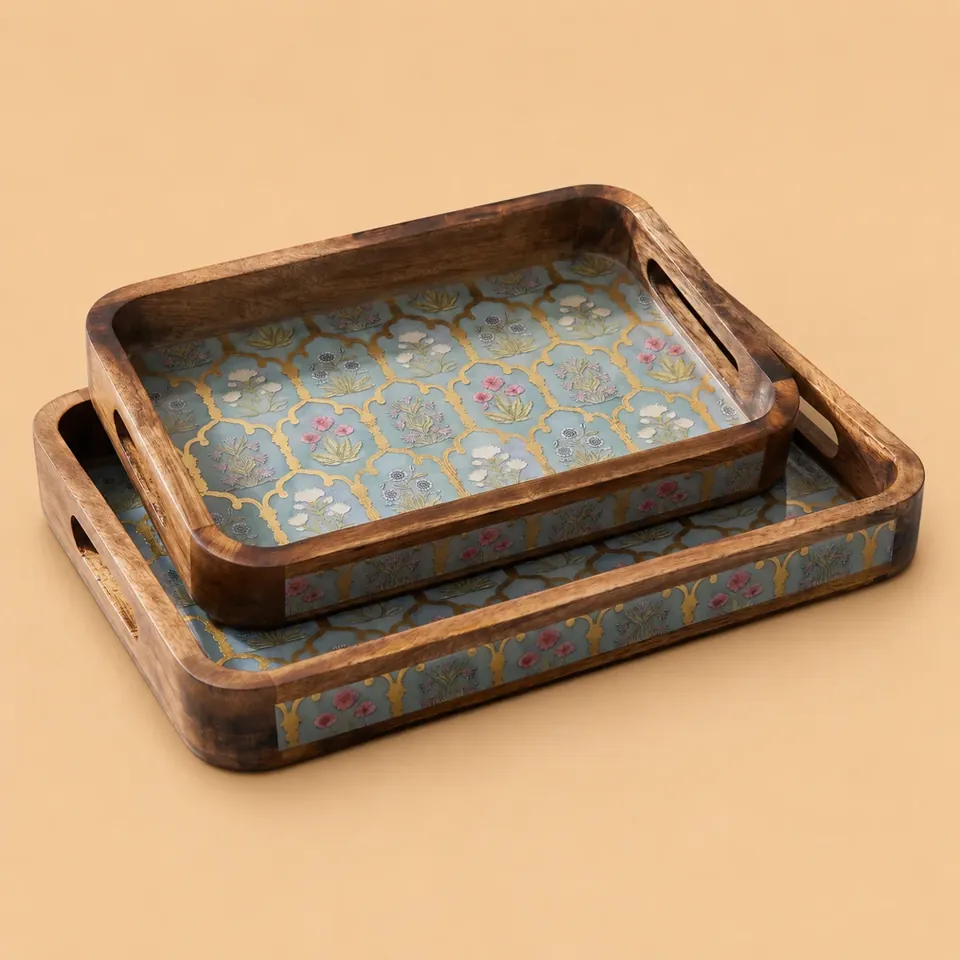 Mango Wood Serving Tray Set of 2