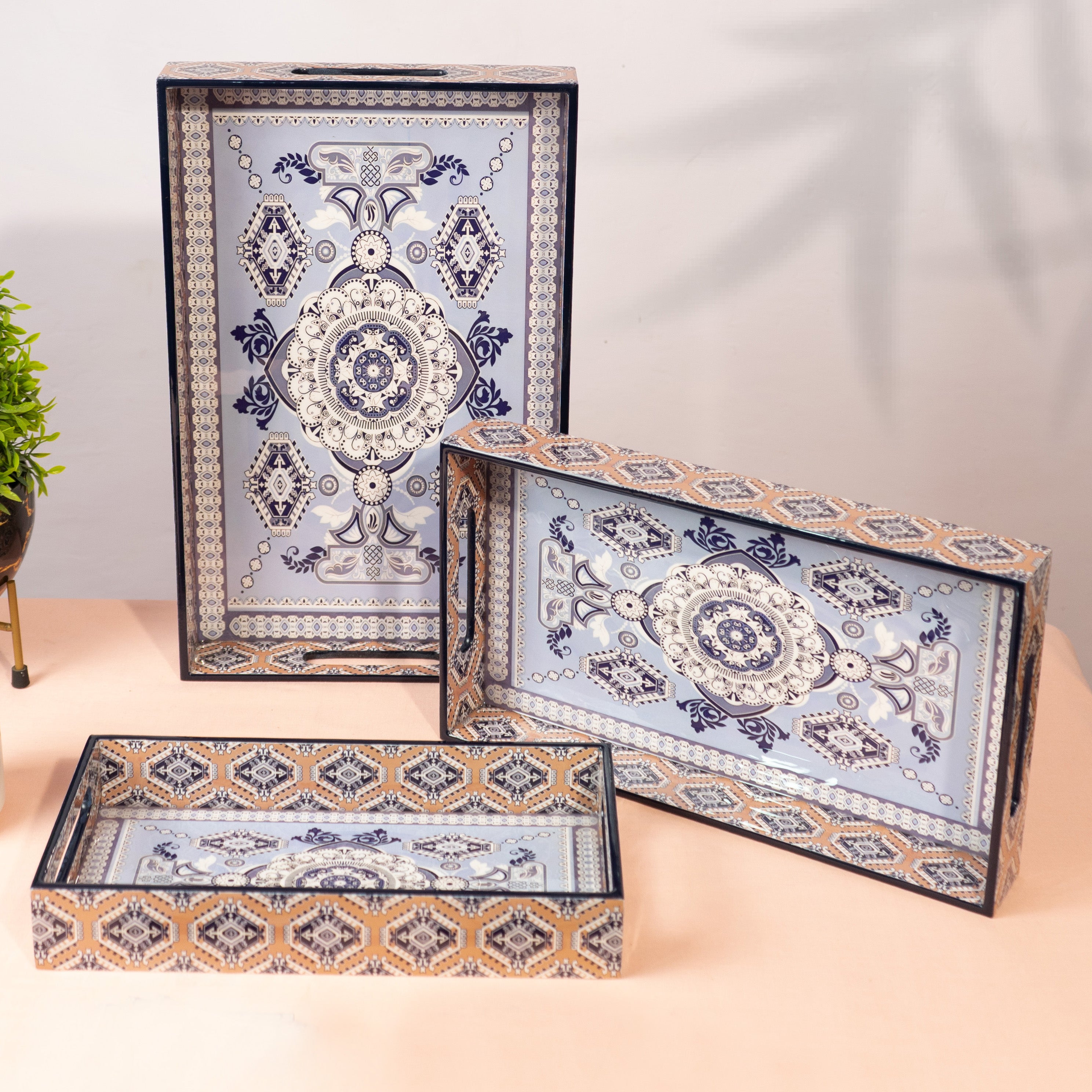 Premium Wooden Tray Set of 3 – Large, Medium & Small Sizes