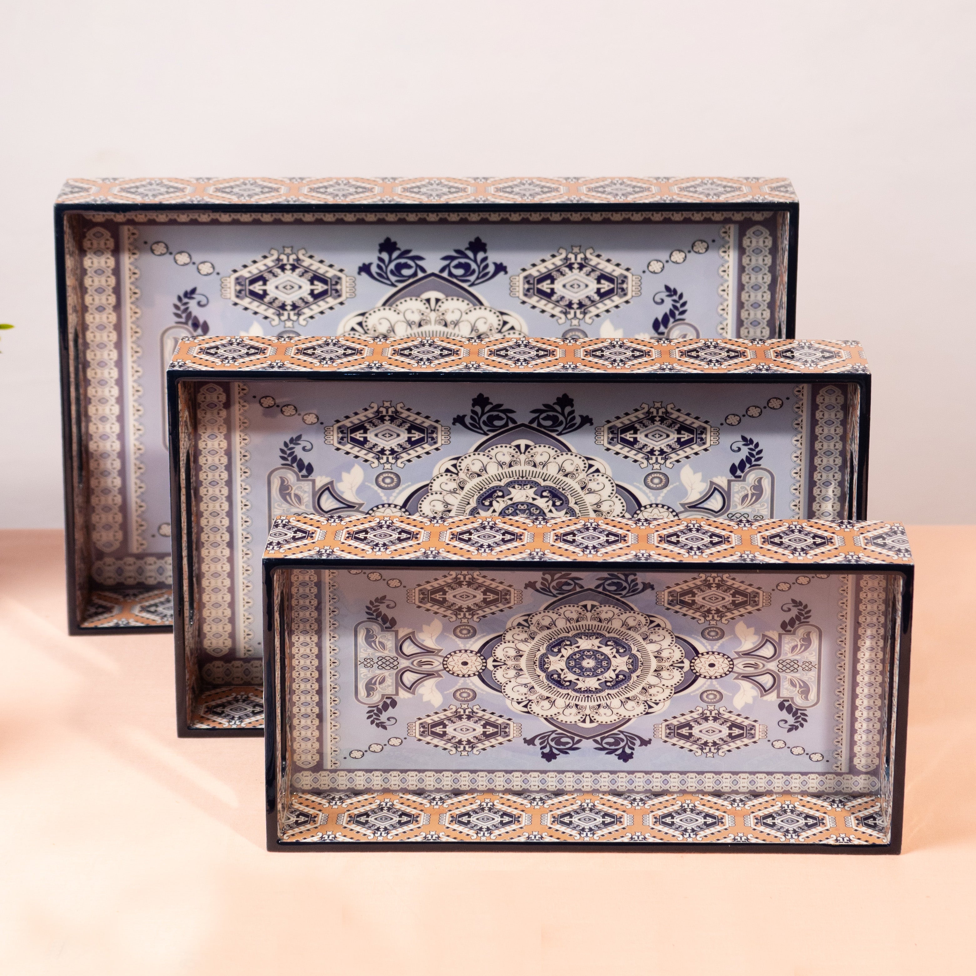 Premium Wooden Tray Set of 3 – Large, Medium & Small Sizes