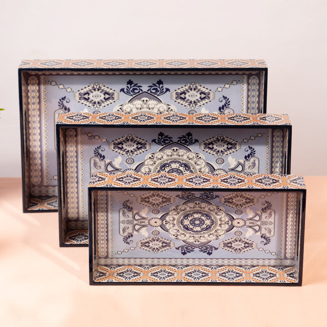 Premium Wooden Tray Set of 3 – Large, Medium & Small Sizes