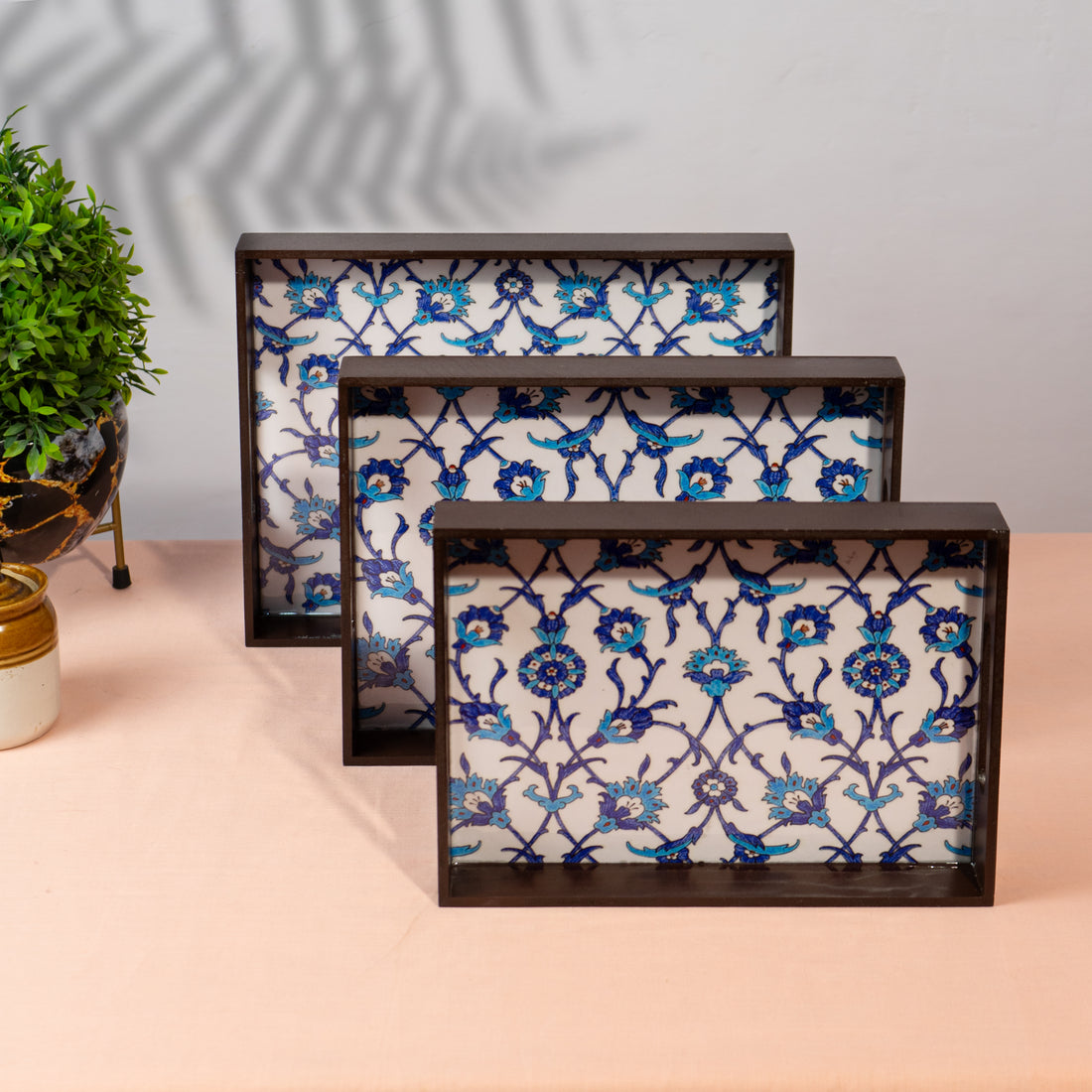 Wooden Tray Set of 3 – Large, Medium & Small Sizes|Handcrafted Wooden Tray Set for Gift & Serving