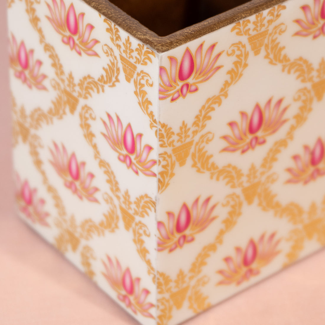 Wooden Cutlery Holder with 2 Sections – White Flower Design Spoon Stand for Kitchen & Dining Table Organizer | Multipurpose Wooden Utensil Holder, Chammach Stand & Table Decor (10x16x12 cm)