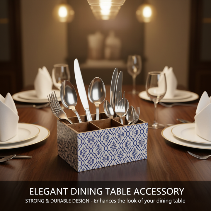 Wooden Utensil Holder - Kitchen Countertop Organizer for Spoons & Cutlery with 6 Slots