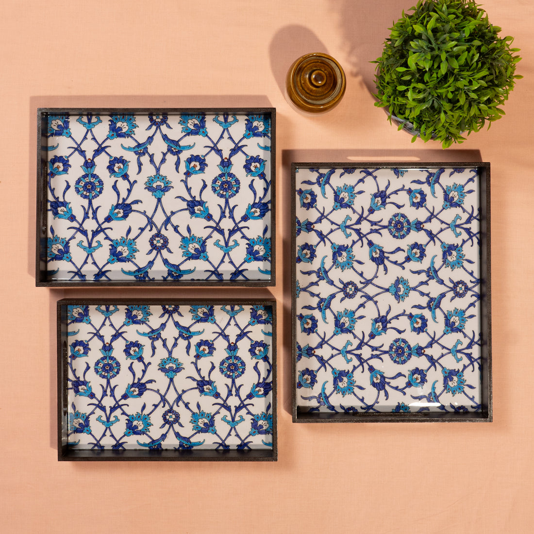 Wooden Tray Set of 3 – Large, Medium & Small Sizes|Handcrafted Wooden Tray Set for Gift & Serving