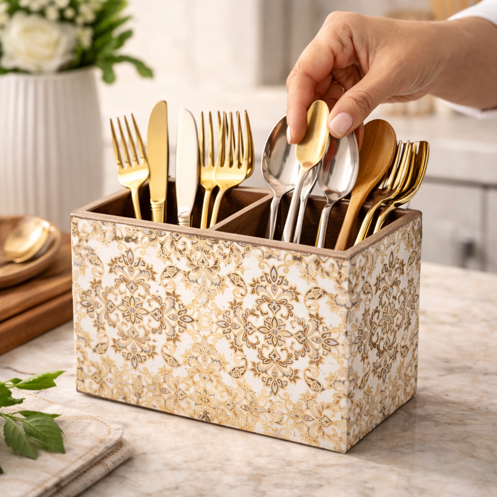 Gold Design Wooden Cutlery