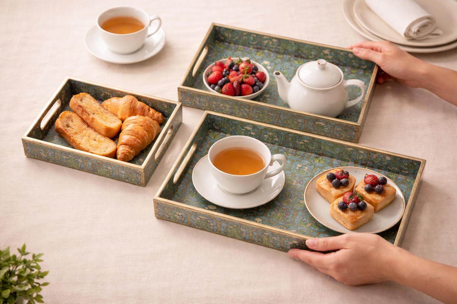 Set of 3 Rectangular Wooden Serving Trays - 12", 14", 16" Rustic Wood Cheese Board and Appetizer Platters