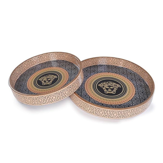 Amimashop® Set of 2 Round Wooden Serving Trays