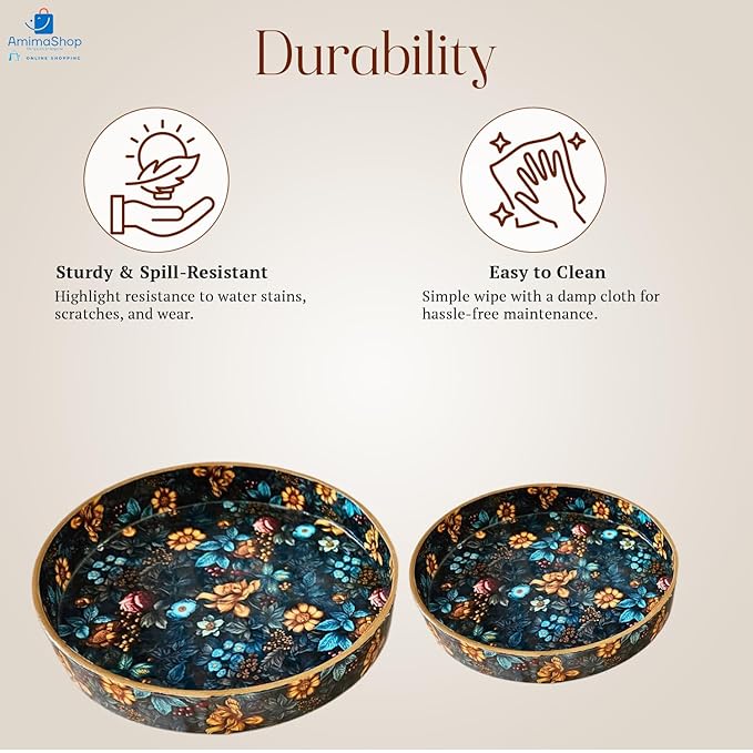 Set of 2 Wooden Serving Tray