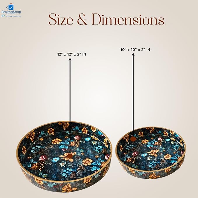 Set of 2 Wooden Serving Tray