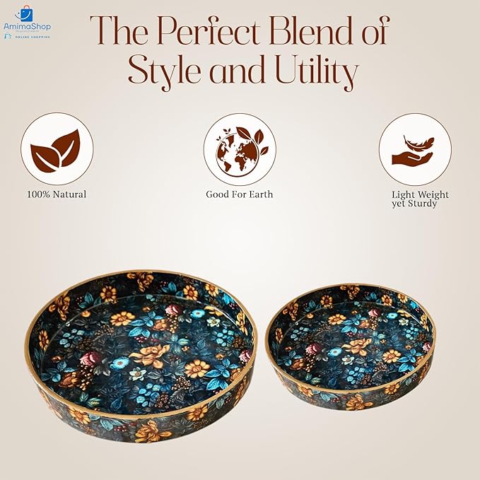 Set of 2 Wooden Serving Tray