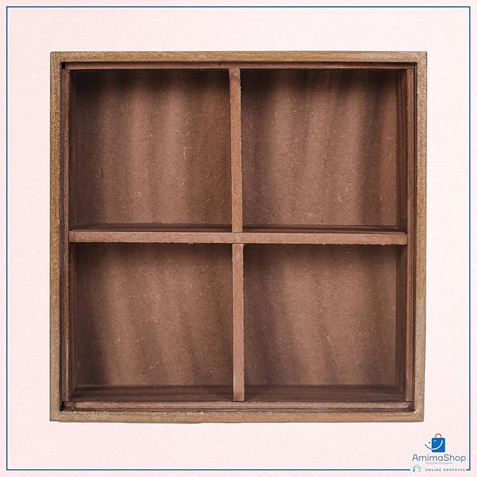 Dry Fruit Container Set with Lid - 4 Section Wooden Storage Box