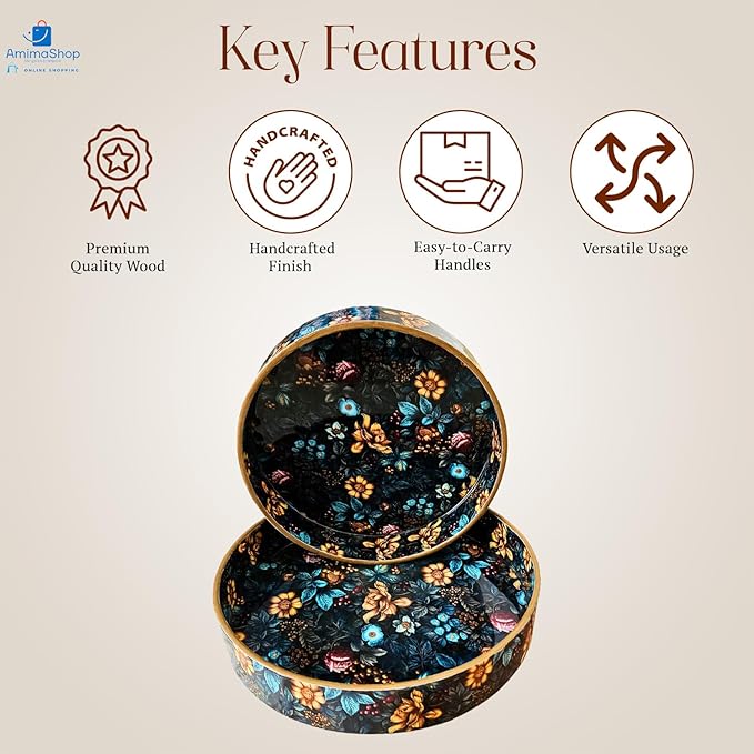 Set of 2 Wooden Serving Tray