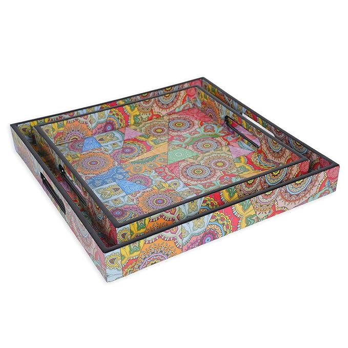 Amimashop Wooden Serving Trays Set of 2