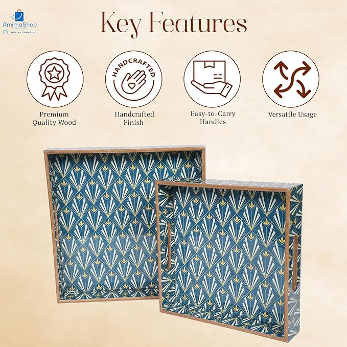 Amimashop®Wooden Serving Trays Set