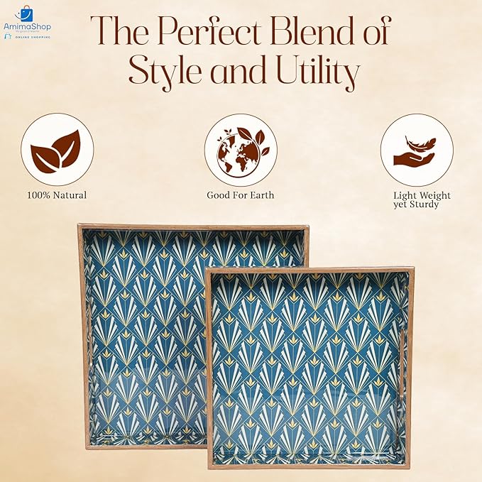Amimashop®Wooden Serving Trays Set
