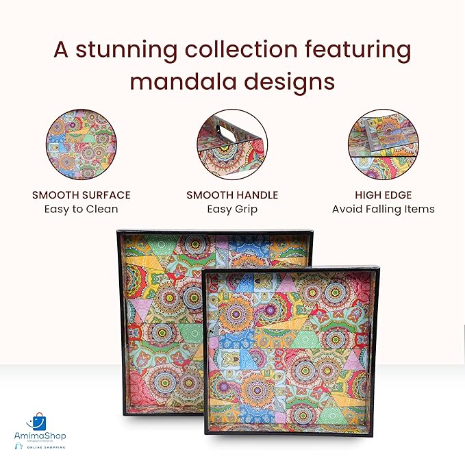 Wooden Serving Trays Set of 2