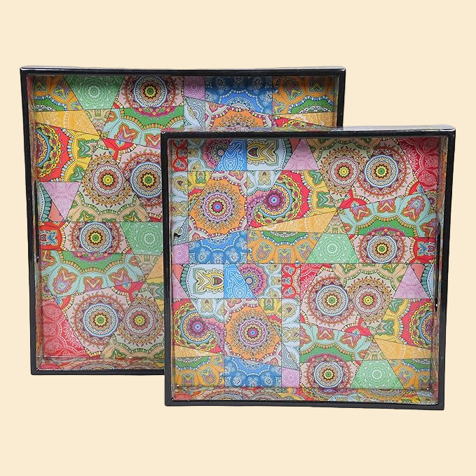 Amimashop Wooden Serving Trays Set of 2