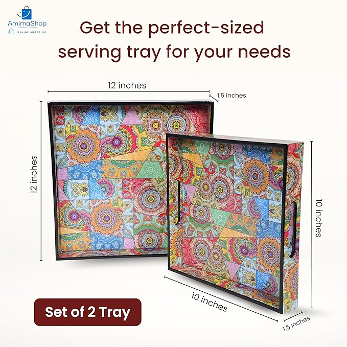 Amimashop Wooden Serving Trays Set of 2