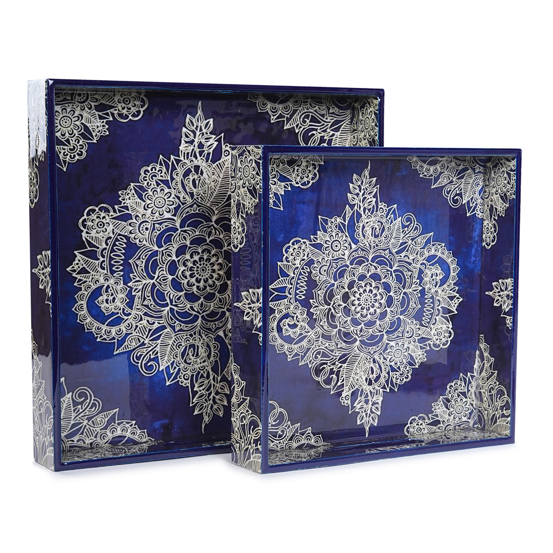 Amimashop® Meganta Set of 2 Wooden Serving Trays 12"& 14"
