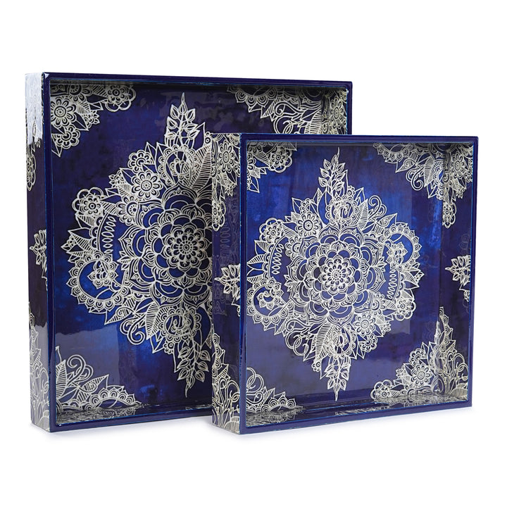Amimashop® Meganta Set of 2 Wooden Serving Trays 12"& 14"