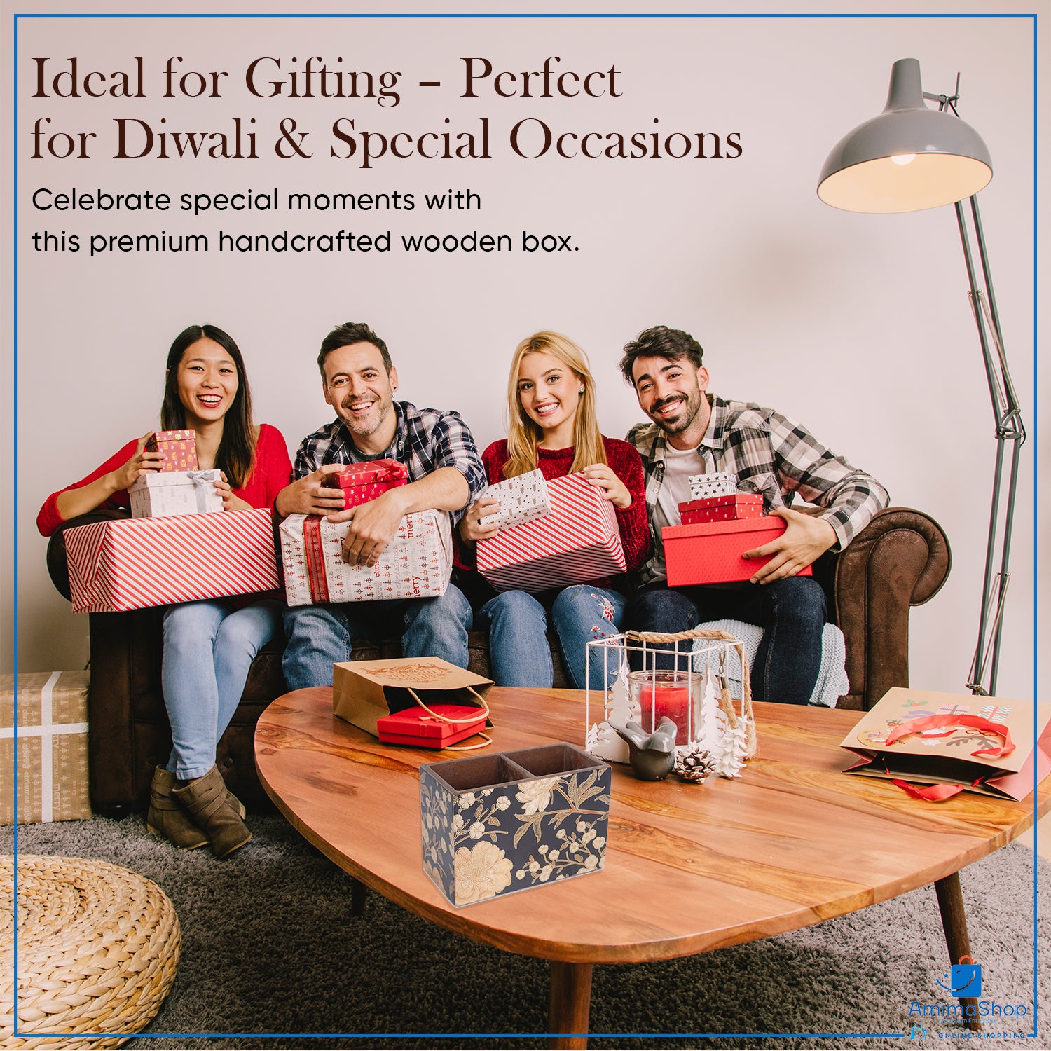 Wooden Cutlery Holder with 2 Sections – BLACK Design Spoon Stand for Kitchen & Dining Table Organizer | Multipurpose Wooden Utensil Holder, Chammach Stand & Table Decor (10x16x12 cm)