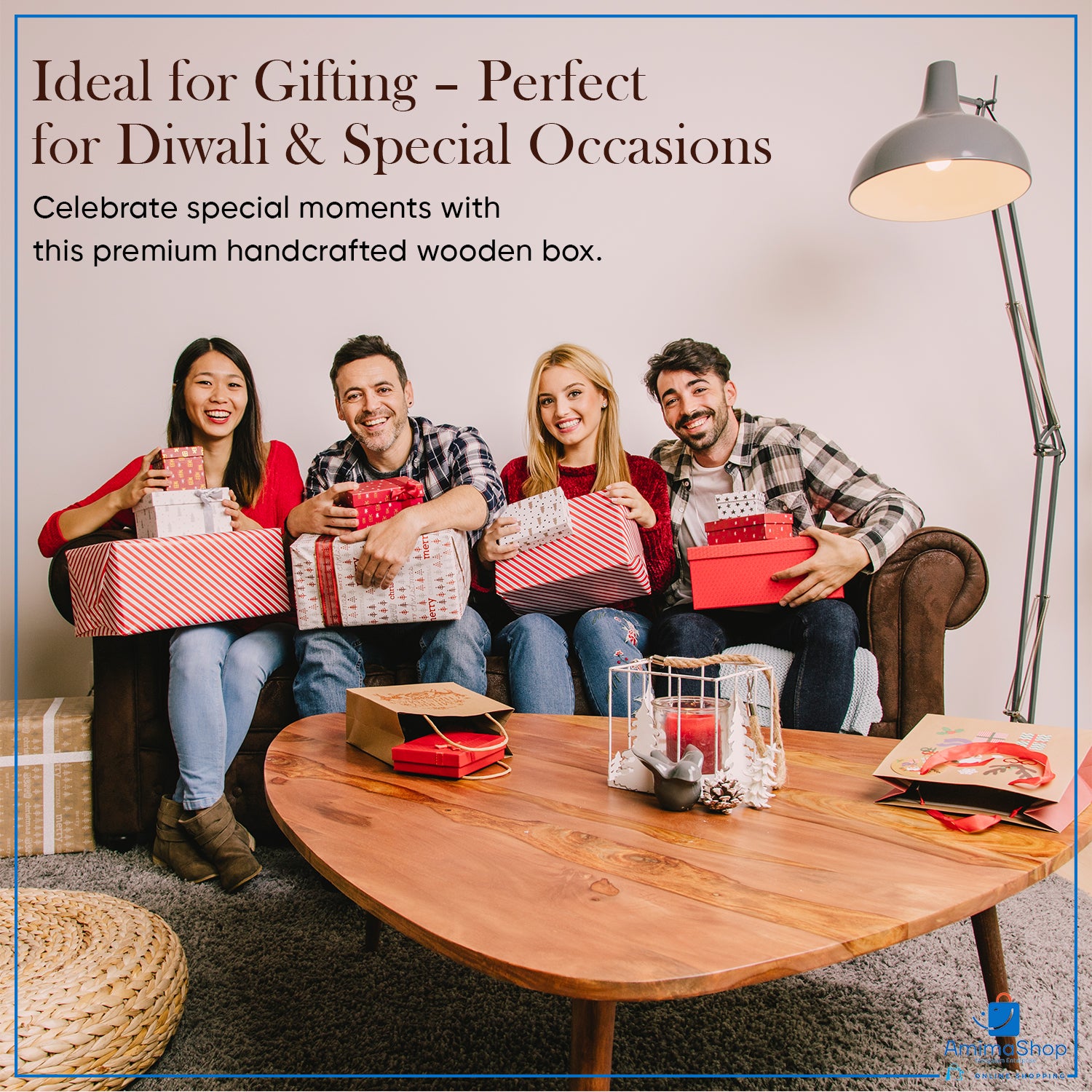 Orange Set of 2 Wooden Serving Trays 12"& 10"