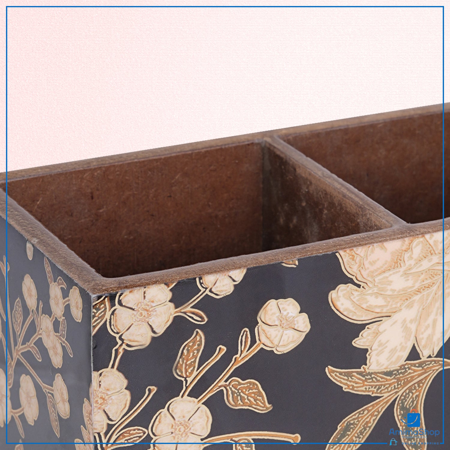 Wooden Cutlery Holder with 2 Sections – BLACK Design Spoon Stand for Kitchen & Dining Table Organizer | Multipurpose Wooden Utensil Holder, Chammach Stand & Table Decor (10x16x12 cm)