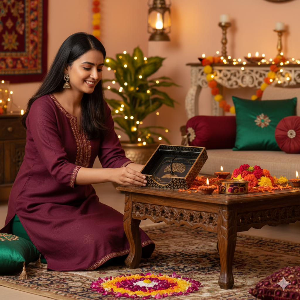 Wooden Napkin Holder for Dining Table | Handcrafted Tissue Holder Stand for Kitchen, Office & Home Décor | Wooden Tissue Paper Holder | Black Design (8 x 8 x 2.5 Inches)