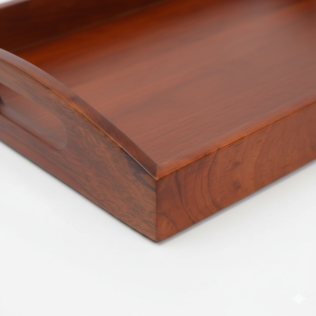 Large Wooden Serving Tray (40x27x7 cm) | Premium Mango Wood Rectangular Tray for Kitchen, Dining Table, Tea/Coffee, Breakfast & Party | Handcrafted Decorative Serving Platter for Home & Gifts