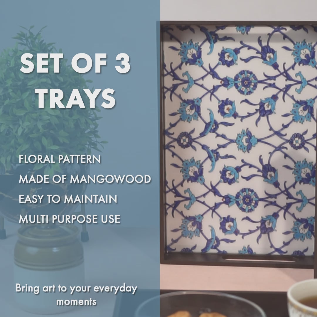 Wooden Tray Set of 3 – Large, Medium & Small Sizes|Handcrafted Wooden Tray Set for Gift & Serving