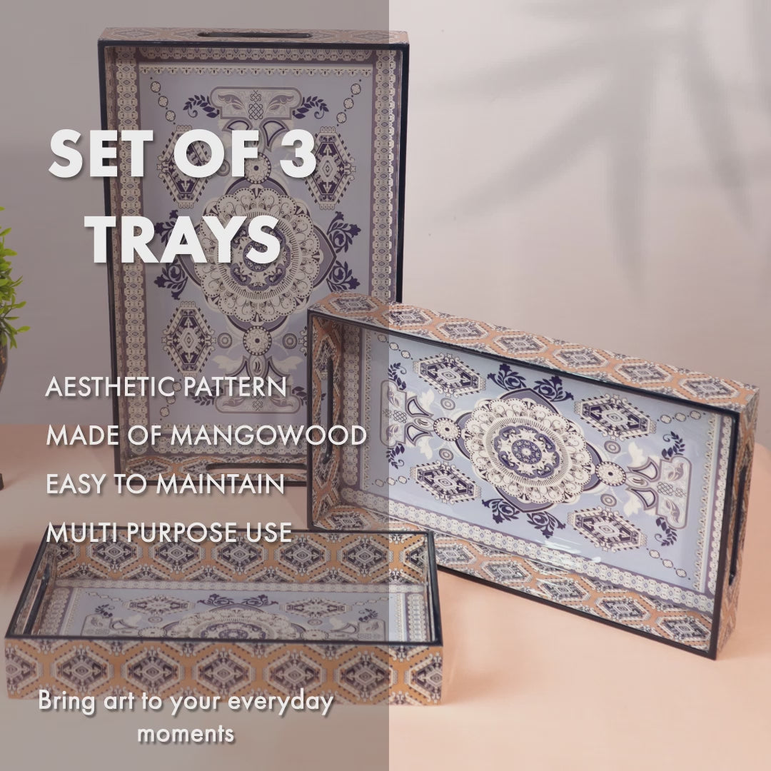 Premium Wooden Tray Set of 3 – Large, Medium & Small Sizes