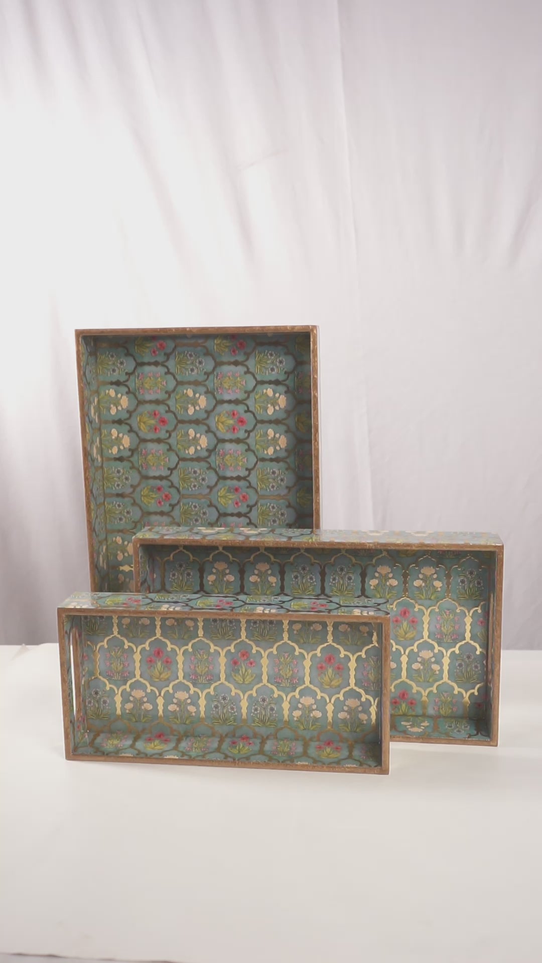 Set of 3 Rectangular Wooden Serving Trays - 12", 14", 16" Rustic Wood Cheese Board and Appetizer Platters