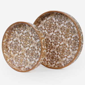 Printed Round Wooden Tray (Set of 2 )