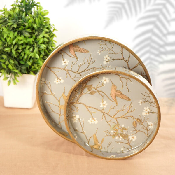 Amimashop Set of 2 Round Wooden Tray – Sizes: 9x9 & 7x7 inches | Round Wooden Tray for Serving for Kitchen Organizer